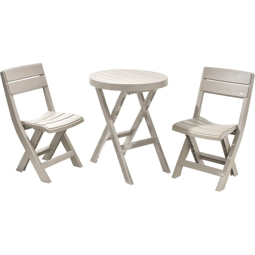 Combo Mesa Auxiliar y Sillas Rimax Barú Taupe 60.7x74.4cm Circular - MESAS AUXILIARES | Bylmo