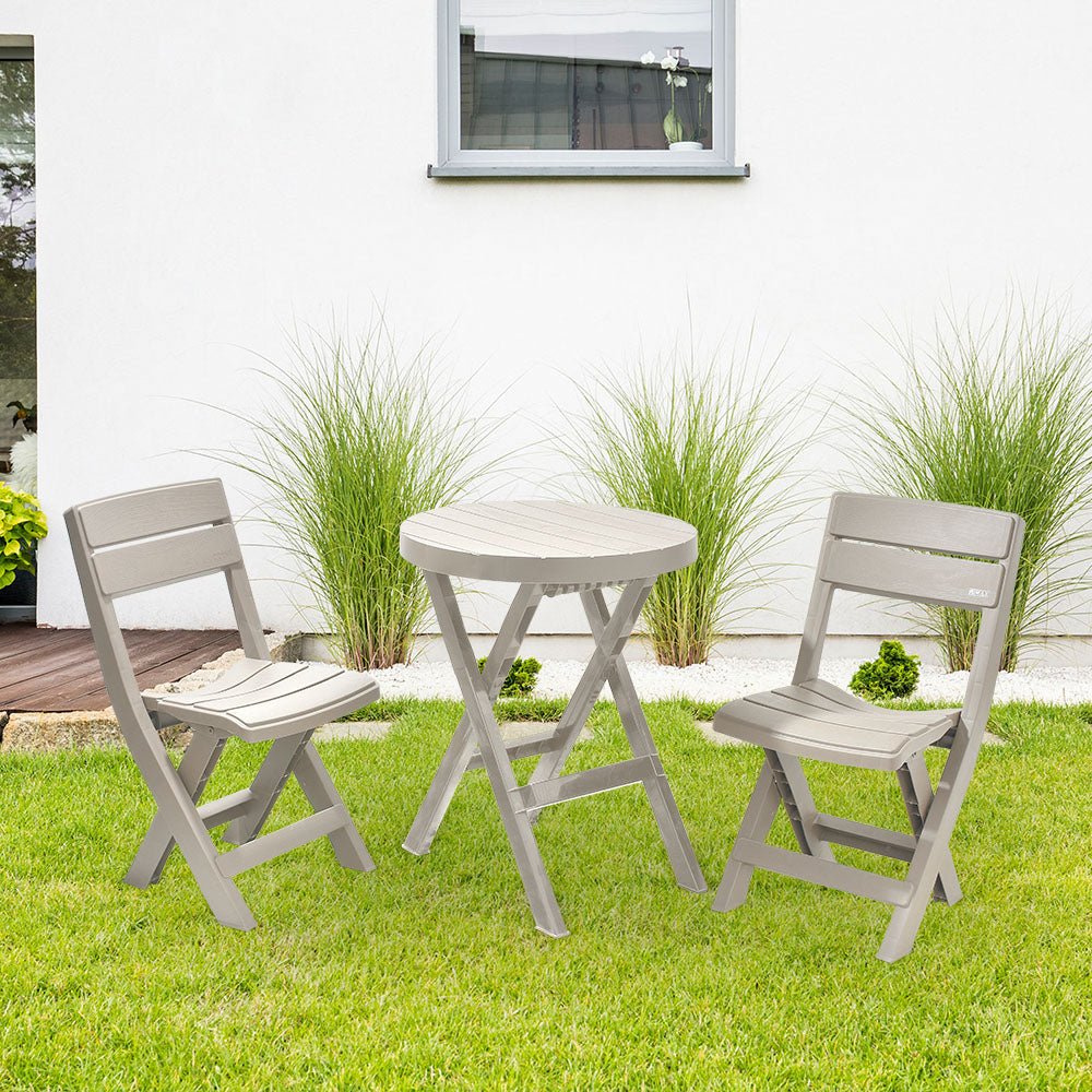 Combo Mesa Auxiliar y Sillas Rimax Barú Taupe 60.7x74.4cm Circular - MESAS AUXILIARES | Bylmo