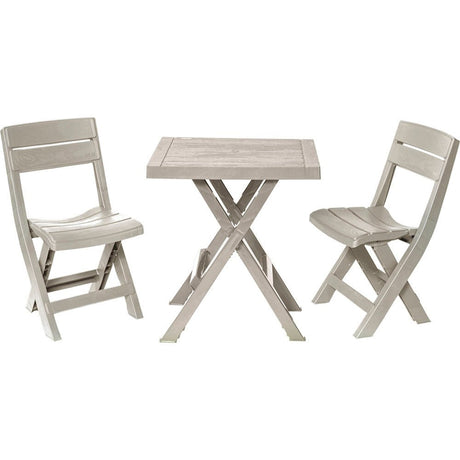 Combo Mesa Auxiliar y Sillas Rimax Barú Taupe 149x81cm Cuadrado - MESAS AUXILIARES | Bylmo