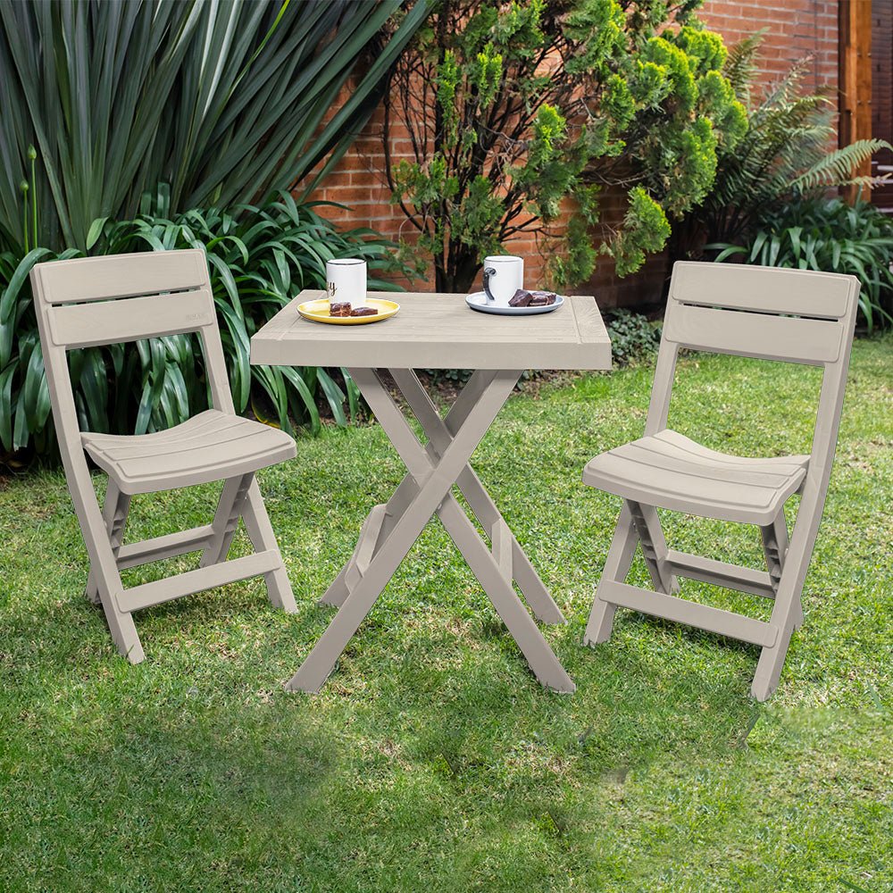 Combo Mesa Auxiliar y Sillas Rimax Barú Taupe 149x81cm Cuadrado - MESAS AUXILIARES | Bylmo