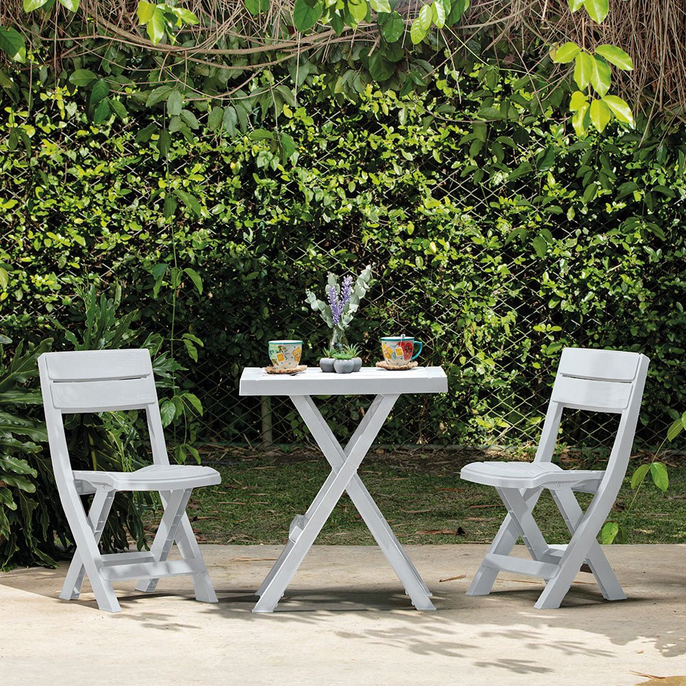 Combo Mesa Auxiliar y Sillas Rimax Barú Gris Hielo 149x81cm Cuadrado - MESAS AUXILIARES | Bylmo