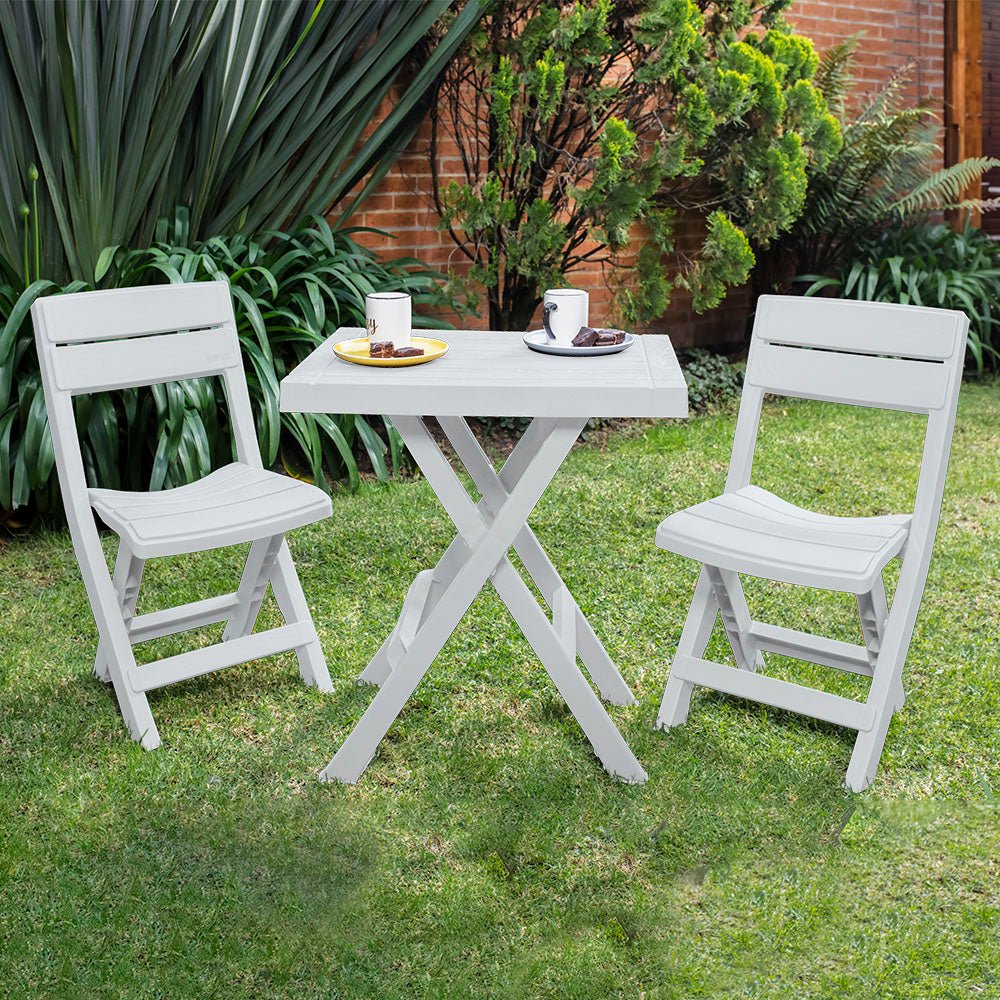 Combo Mesa Auxiliar y Sillas Rimax Barú Gris Hielo 149x81cm Cuadrado - MESAS AUXILIARES | Bylmo