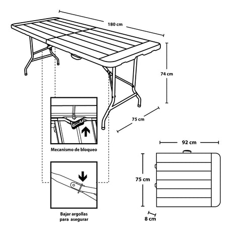 Mesa Banquetera Rimax Negro 180x74cm Rectangular - MESAS AUXILIARES | Bylmo