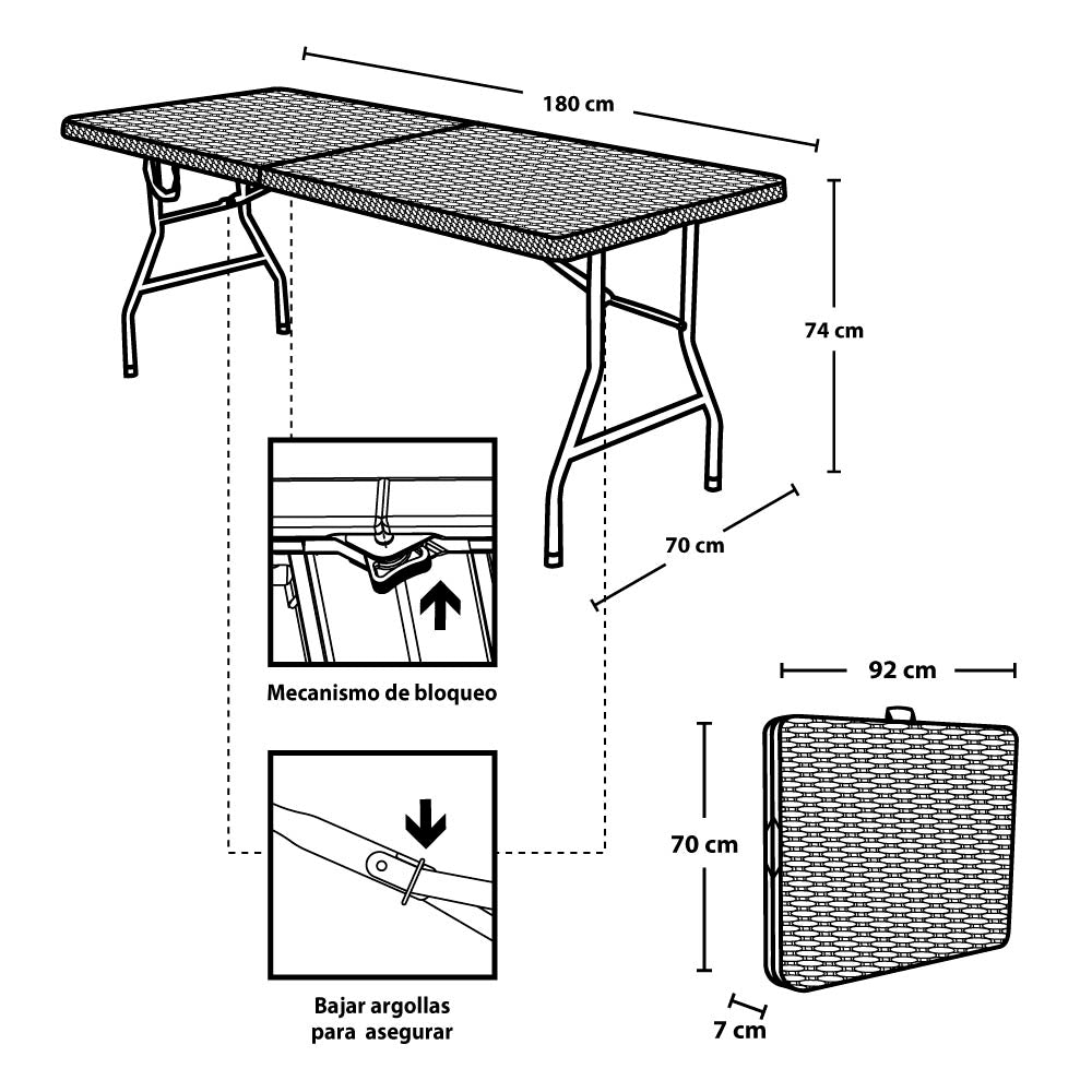 Mesa Banquetera Rimax Café 180x74cm Rectangular - MESAS AUXILIARES | Bylmo