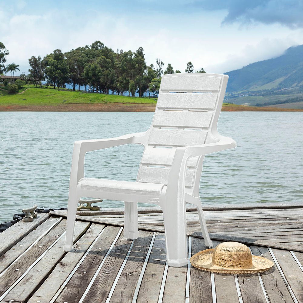 Silla Playera Rimax Barú Blanco Arena 67.5x89.1cm con Apoya Brazos y con Espaldar - SILLAS DE EXTERIOR | Bylmo