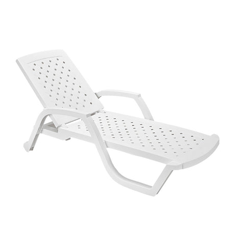 Cama Asoleadora Rimax Arrecife Blanco 69x46.7cm con Apoya Brazos y con Espaldar - SILLAS DE EXTERIOR | Bylmo