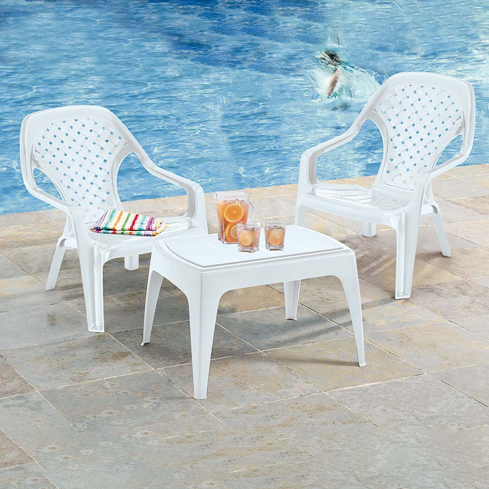 Silla Playera Rimax Blanco 60.1x74.8cm con Apoya Brazos y con Espaldar - SILLAS DE EXTERIOR | Bylmo