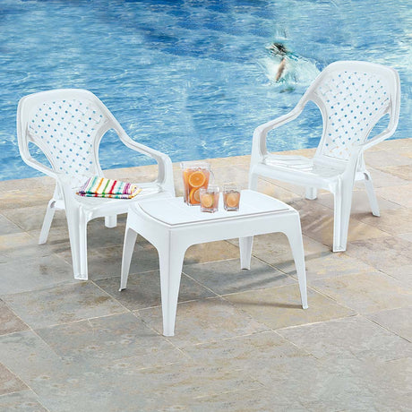 Silla Playera Rimax Blanco 60.1x74.8cm con Apoya Brazos y con Espaldar - SILLAS DE EXTERIOR | Bylmo