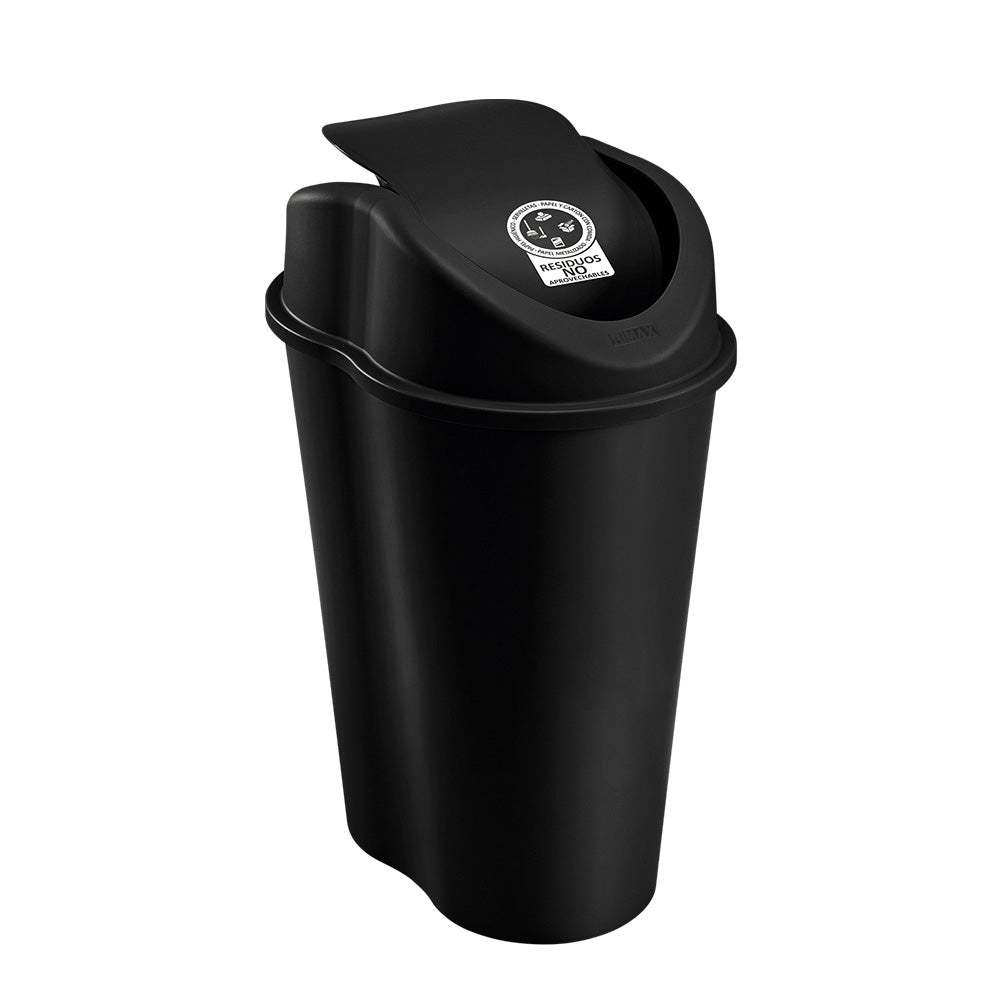 Papelera Rimax Style Negro 39.3x55.4cm de 25 Litros para No Aprovechables con Tapa Basculante - BASUREROS Y PAPELERAS | Bylmo
