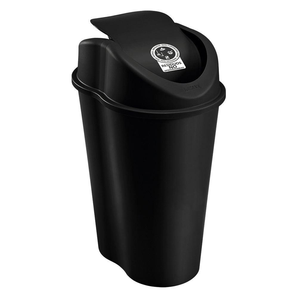 Papelera Rimax Style Negro 48.9x69.3cm de 50 Litros para No Aprovechables con Tapa Basculante - BASUREROS Y PAPELERAS | Bylmo
