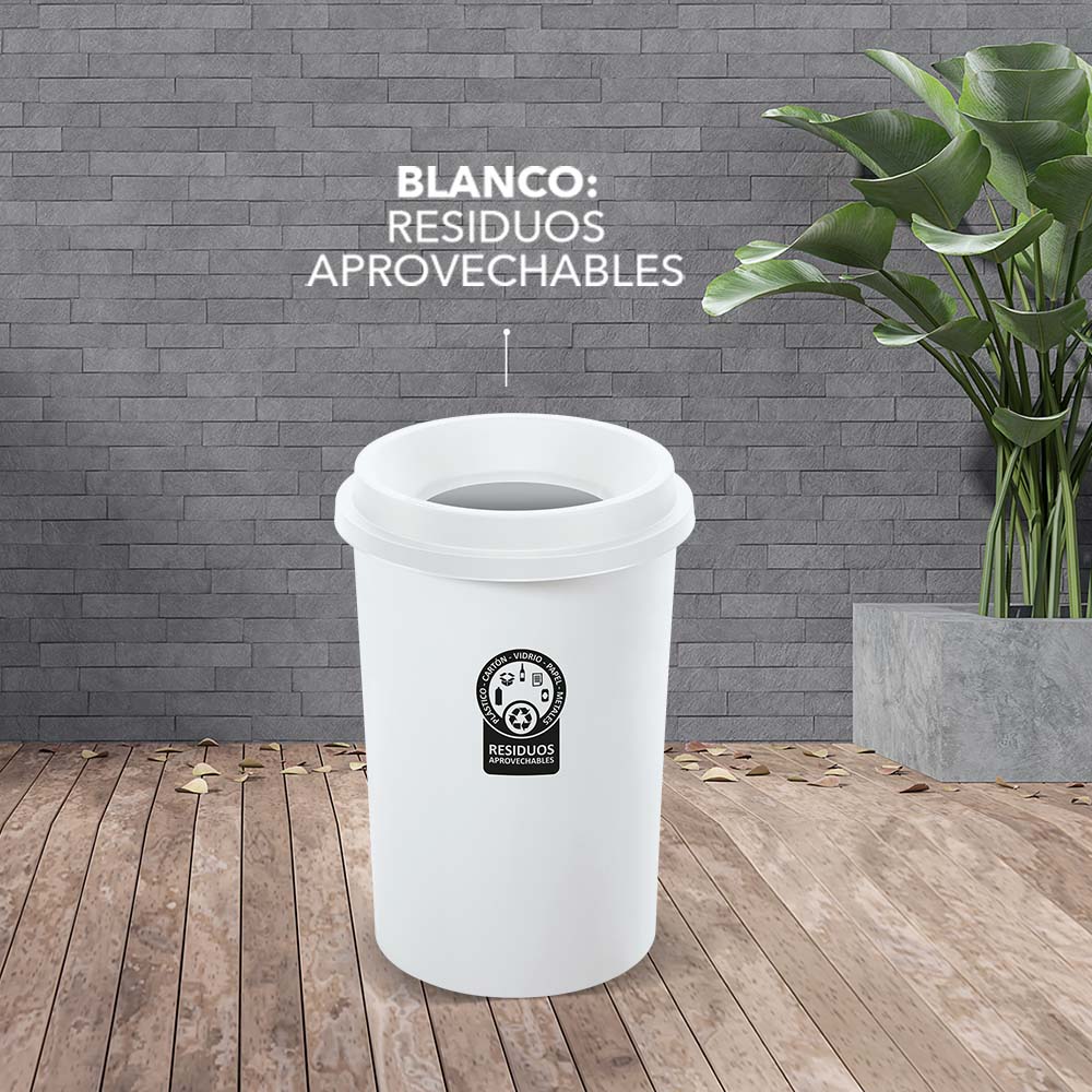 Papelera Rimax Evo Blanco 41x59.7cm de 50 Litros para Aprovechables sin Tapa - BASUREROS Y PAPELERAS | Bylmo