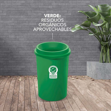 Papelera Rimax Verde 41x59.7cm de 50 Litros para Organicos sin Tapa - BASUREROS Y PAPELERAS | Bylmo