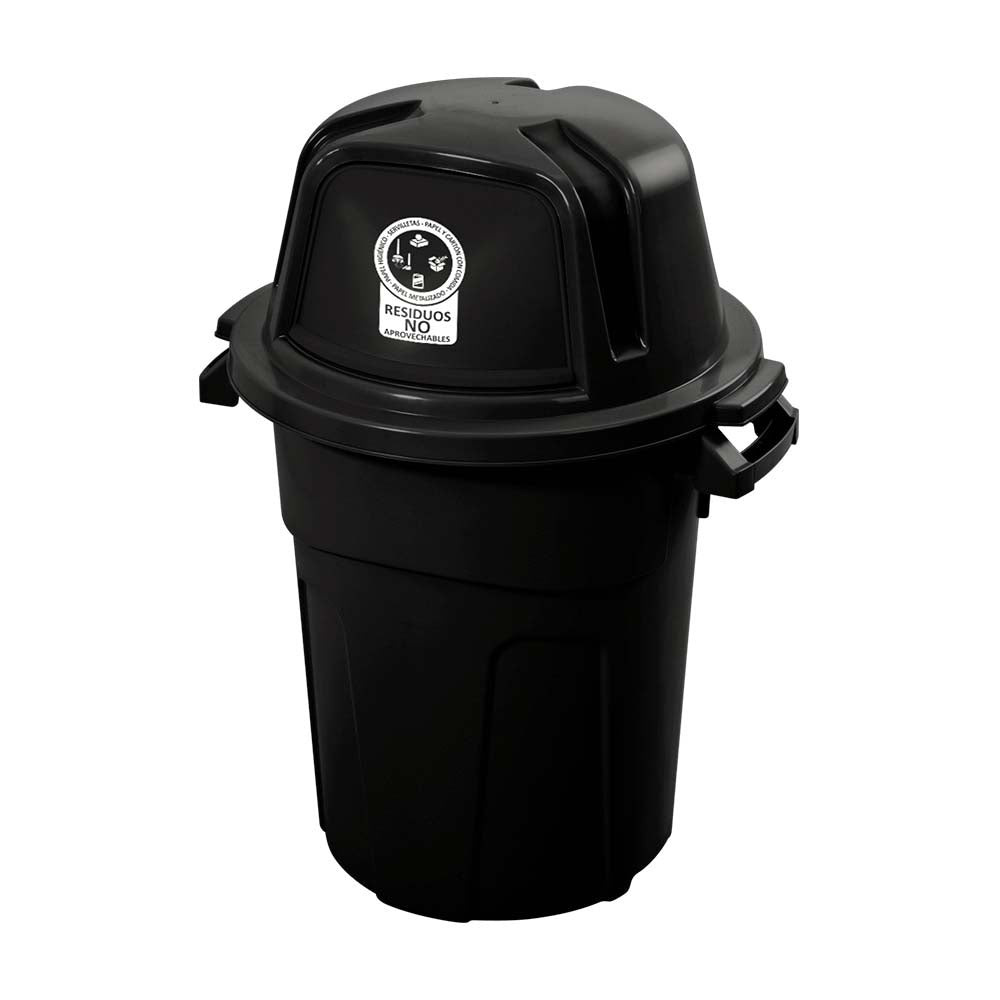 Basurero Rimax Negro 67x89.8cm de 100 Litros para No Aprovechables con Tapa Abatible