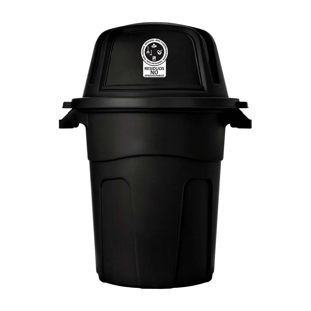 Basurero Rimax Negro 67x89.8cm de 100 Litros para No Aprovechables con Tapa Abatible