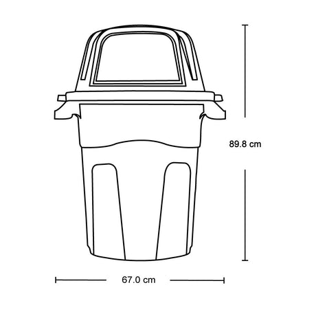 Basurero Rimax Negro 67x89.8cm de 100 Litros para No Aprovechables con Tapa Abatible
