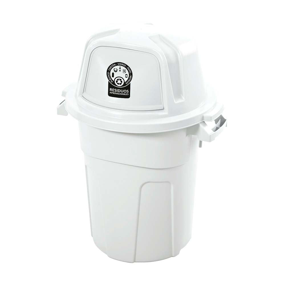 Basurero Rimax Blanco 67x89.8cm de 100 Litros para Aprovechables con Tapa Abatible