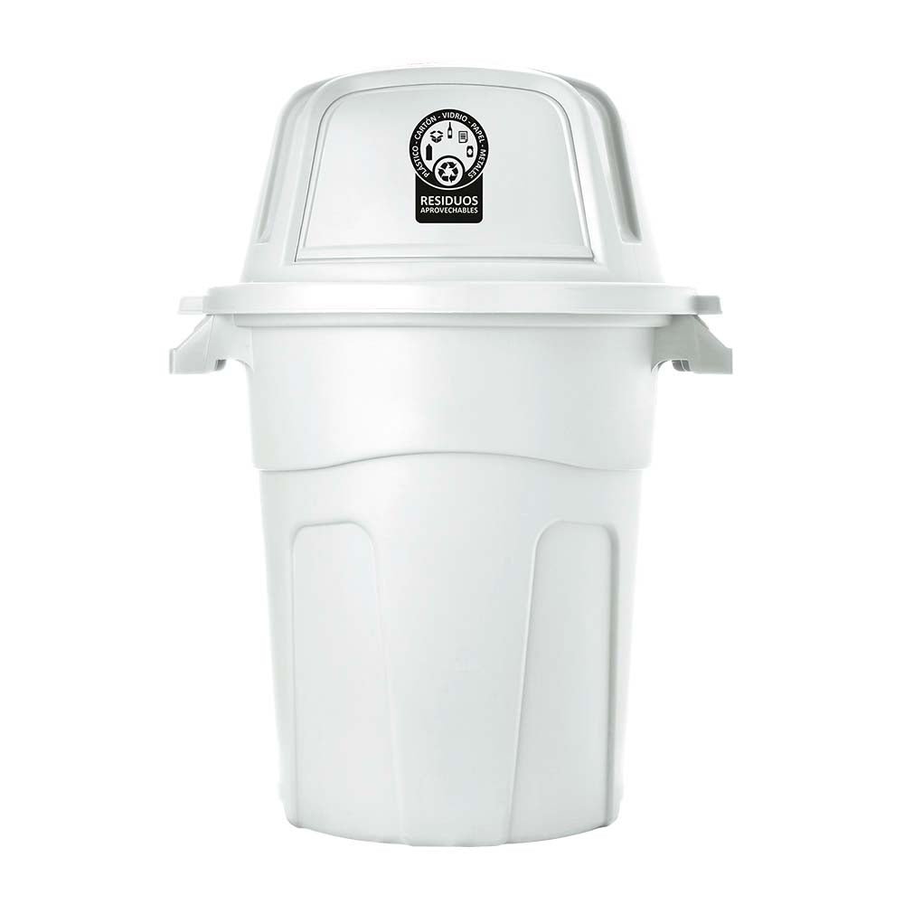 Basurero Rimax Blanco 67x89.8cm de 100 Litros para Aprovechables con Tapa Abatible