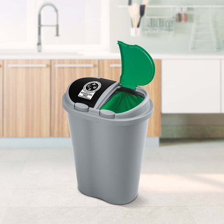 Basurero Rimax Gris 49x63.2cm de 50 Litros para Multiusos con Tapa Boton - BASUREROS Y PAPELERAS | Bylmo