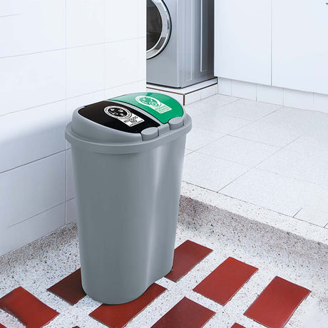 Basurero Rimax Gris 49x63.2cm de 50 Litros para Multiusos con Tapa Boton - BASUREROS Y PAPELERAS | Bylmo