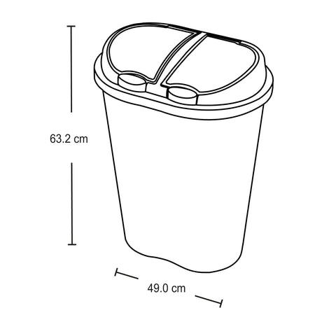 Basurero Rimax Gris 49x63.2cm de 50 Litros para Multiusos con Tapa Boton - BASUREROS Y PAPELERAS | Bylmo