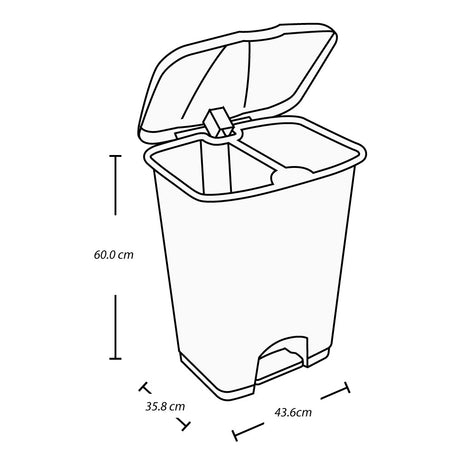 Basurero Rimax Gris 43.6x60cm de 60 Litros para Multiusos con Tapa De Pedal - BASUREROS Y PAPELERAS | Bylmo
