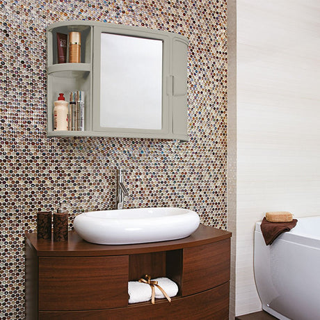 Gabinete de Baño Rimax Taupe 59.8x46.5cm Rectangular con Espejo y con Puerta