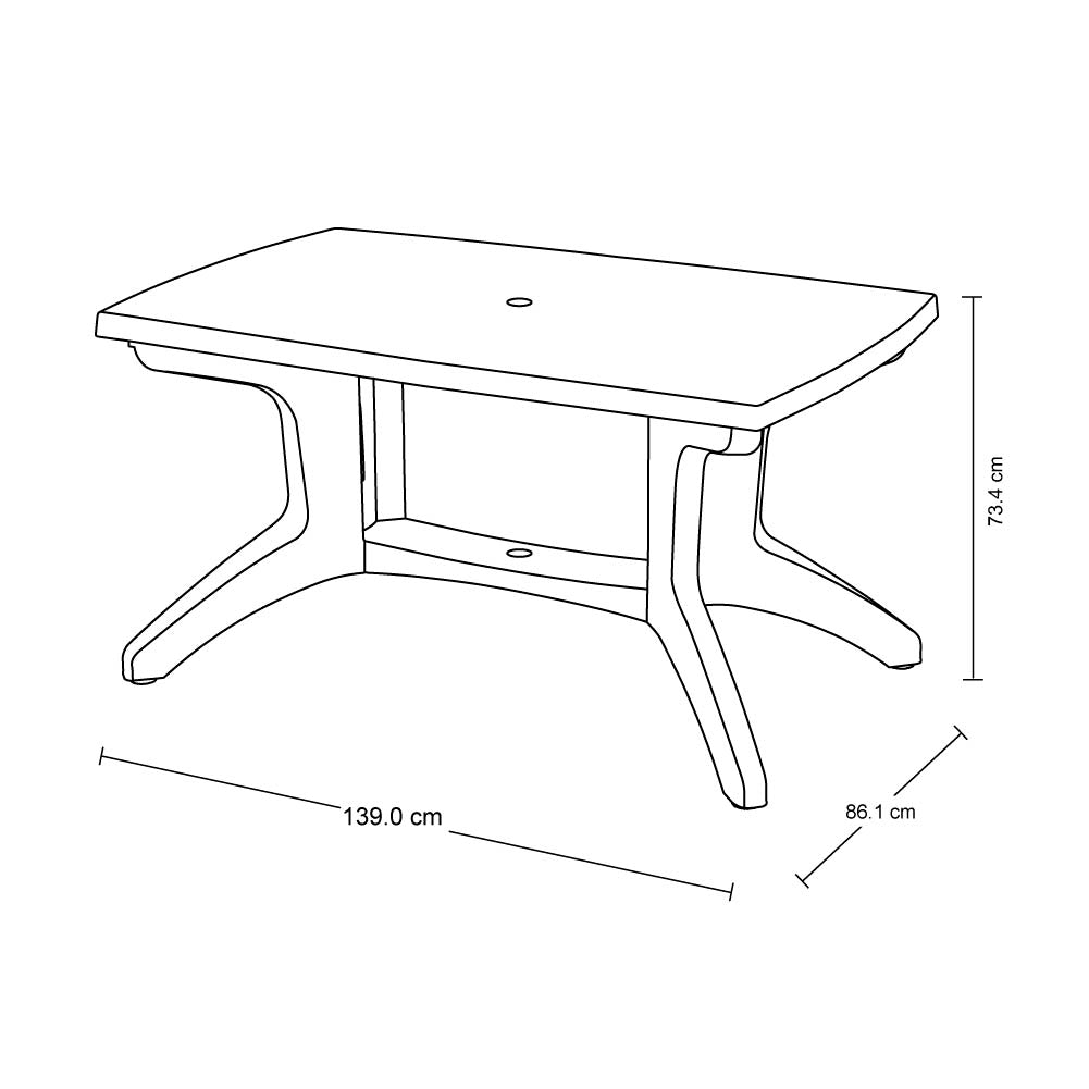 Mesa de Exterior Rimax Provenzal Blanco 139x73.4cm Rectangular de Seis Puestos sin Sillas - MESAS DE EXTERIOR | Bylmo