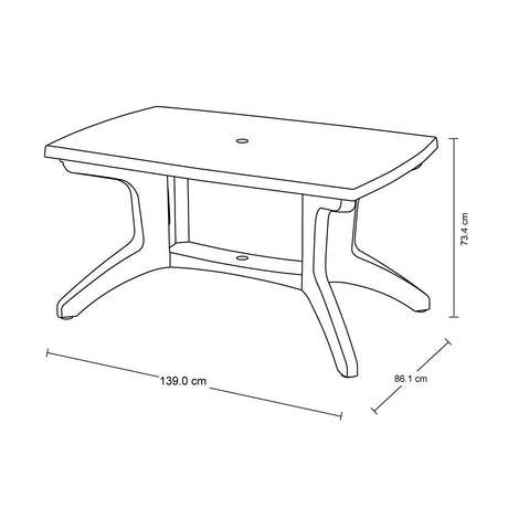 Mesa de Exterior Rimax Provenzal Blanco 139x73.4cm Rectangular de Seis Puestos sin Sillas - MESAS DE EXTERIOR | Bylmo