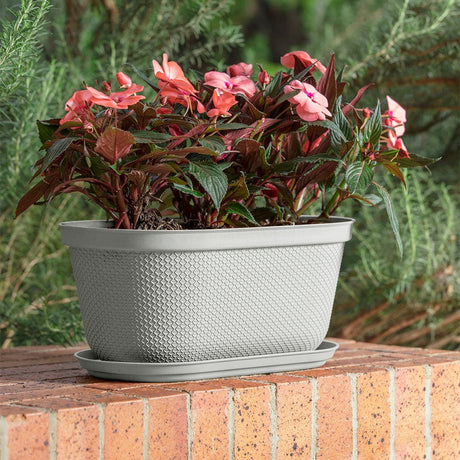 Matera de Mesa Rimax Rafia Gris Hielo 40.5x18.1cm Ovalado con Orificio de Drenaje - MATERAS DE MESA | Bylmo