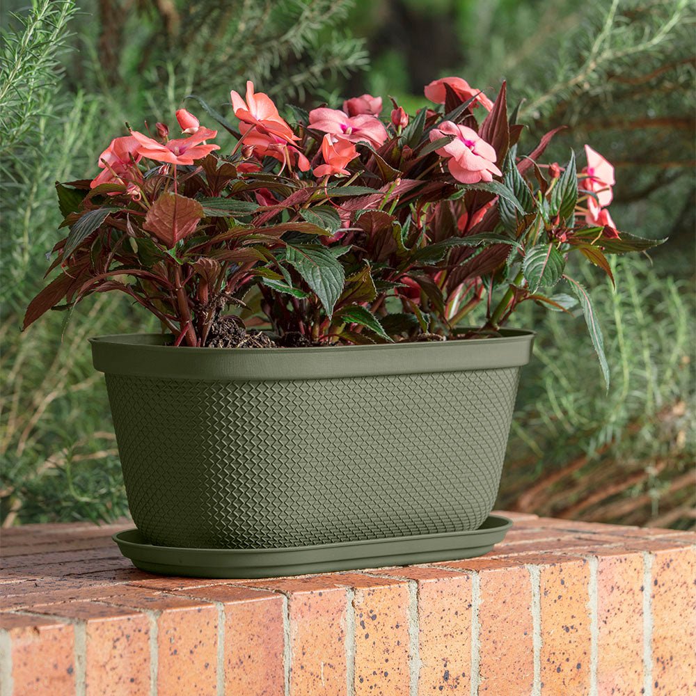 Matera de Mesa Rimax Rafia Verde Musgo 40.5x18.1cm Ovalado con Orificio de Drenaje - MATERAS DE MESA | Bylmo