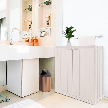 Armario de Aseo Rimax Home Almendra 67.6x85.5cm para Organizar con Dos Puertas - MUEBLES DE ASEO Y ROPAS | Bylmo