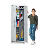 Armario de Aseo Rimax Barú Gris Claro 65x189cm para Organizar con Dos Puertas - MUEBLES DE ASEO Y ROPAS | Bylmo