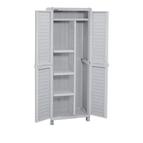 Armario de Aseo Rimax Barú Gris Claro 65x189cm para Organizar con Dos Puertas - MUEBLES DE ASEO Y ROPAS | Bylmo