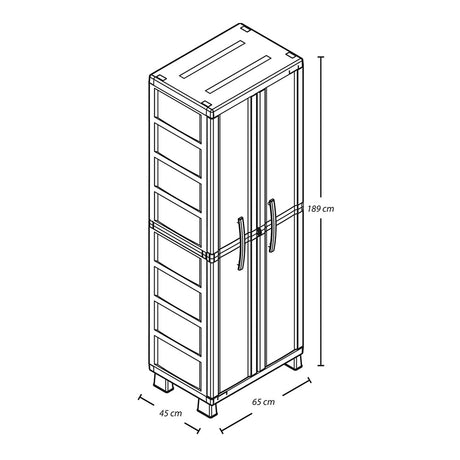 Armario de Aseo Rimax Barú Gris Claro 65x189cm para Organizar con Dos Puertas - MUEBLES DE ASEO Y ROPAS | Bylmo