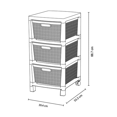 Cajonera Rimax Fique Moca 39.4x66.7cm de Tres Hileras con Tres Cajones - CAJONERAS Y COMODAS | Bylmo