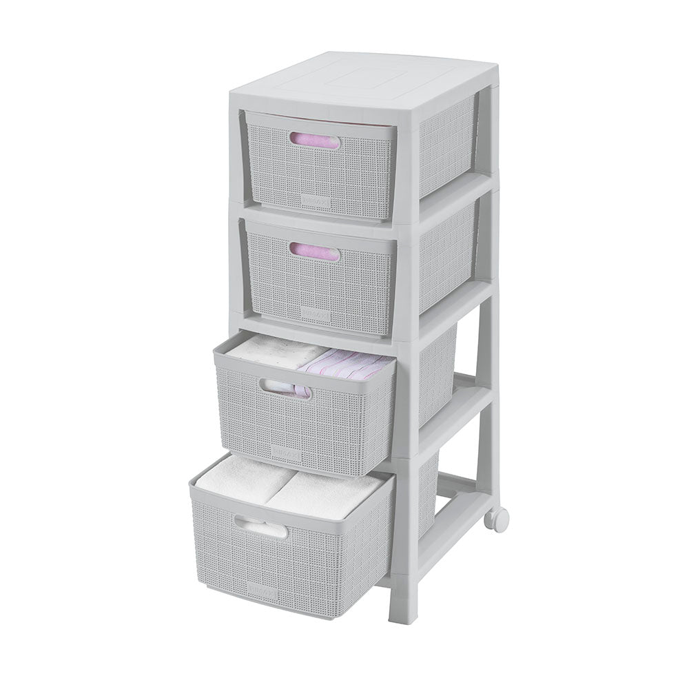 Cajonera Rimax Fique Gris Hielo 39.4x86cm de Cuatro Hileras con Cuatro Cajones - CAJONERAS Y COMODAS | Bylmo