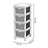 Cajonera Rimax Fique Gris Hielo 39.4x86cm de Cuatro Hileras con Cuatro Cajones - CAJONERAS Y COMODAS | Bylmo