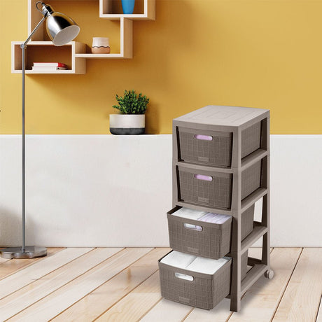 Cajonera Rimax Fique Moca 39.4x86cm de Cuatro Hileras con Cuatro Cajones - CAJONERAS Y COMODAS | Bylmo