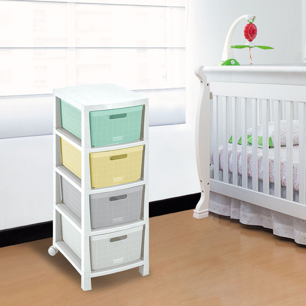 Cajonera Rimax Fique Multicolor 39.4x86cm de Cuatro Hileras con Cuatro Cajones - CAJONERAS Y COMODAS | Bylmo