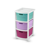 Cajonera Infantil Rimax Rattan Niña Multicolor 33x66cm de Tres Hileras con Tres Cajones