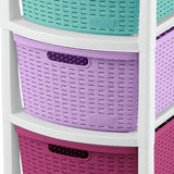 Cajonera Infantil Rimax Rattan Niña Multicolor 33x66cm de Tres Hileras con Tres Cajones - CAJONERAS Y COMODAS | Bylmo