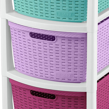 Cajonera Infantil Rimax Rattan Niña Multicolor 33x66cm de Tres Hileras con Tres Cajones - CAJONERAS Y COMODAS | Bylmo