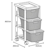 Cajonera Infantil Rimax Rattan Niña Multicolor 33x66cm de Tres Hileras con Tres Cajones