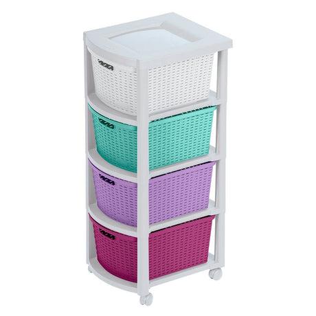 Cajonera Infantil Rimax Rattan Niña Multicolor 33x83.5cm de Cuatro Hileras con Cuatro Cajones