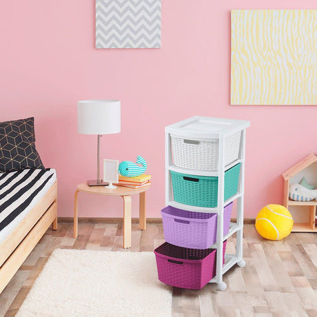 Cajonera Infantil Rimax Rattan Niña Multicolor 33x83.5cm de Cuatro Hileras con Cuatro Cajones