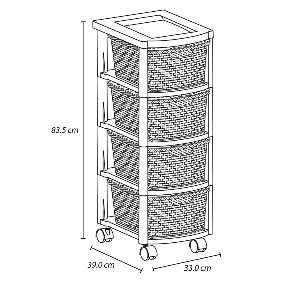 Cajonera Infantil Rimax Rattan Niña Multicolor 33x83.5cm de Cuatro Hileras con Cuatro Cajones - CAJONERAS Y COMODAS | Bylmo