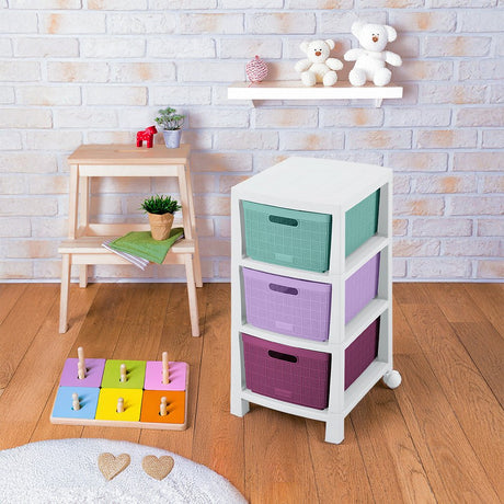 Cajonera Rimax Fique Glam Multicolor 39.4x66.7cm de Tres Hileras con Tres Cajones - CAJONERAS Y COMODAS | Bylmo