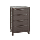 Cajonera Rimax Rattan Wengue 65x101cm de Cuatro Hileras con Cuatro Cajones