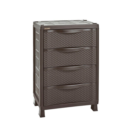 Cajonera Rimax Rattan Wengue 65x101cm de Cuatro Hileras con Cuatro Cajones