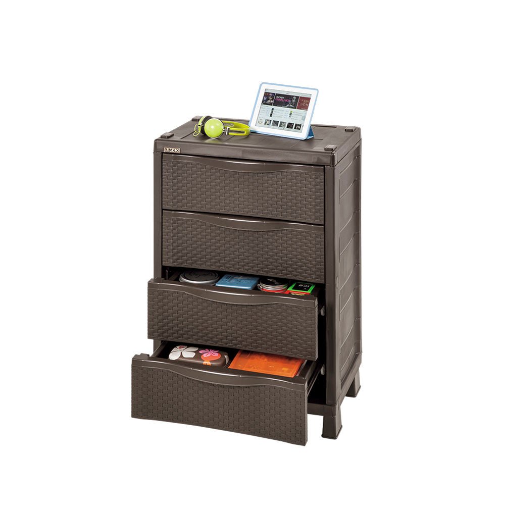Cajonera Rimax Rattan Wengue 65x101cm de Cuatro Hileras con Cuatro Cajones - CAJONERAS Y COMODAS | Bylmo